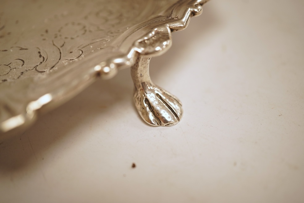 A Georgian Irish silver waiter, by John Dawson?, Dublin, circa 1760, 16.5cm, 7.3oz (tired and repaired).